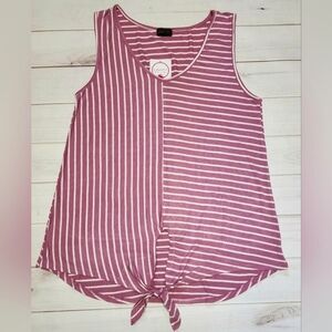 Shiela Rose Striped Knot Front Tank Top Medium - New With Tags